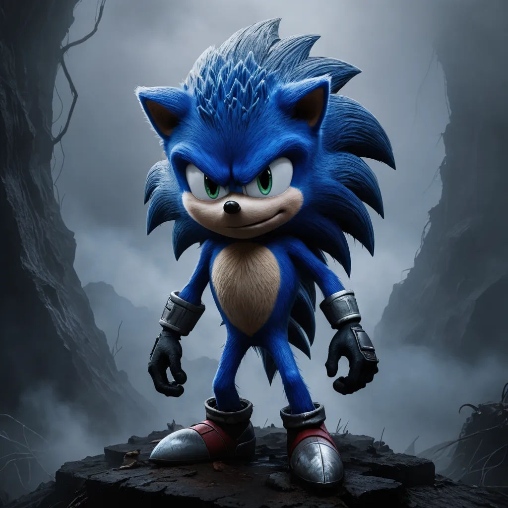 a cartoon character with a blue hair and a big smile on his face and eyes, standing on a rock, sots art, a 3D render, Eddie Mendoza, unreal engine 5 quality render