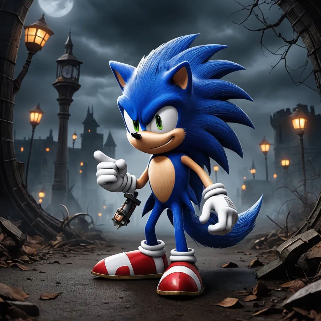 a cartoon character is holding a gun in a dark alley with a full moon in the background and a full moon in the sky, sots art, concept art, Chris LaBrooy, official art