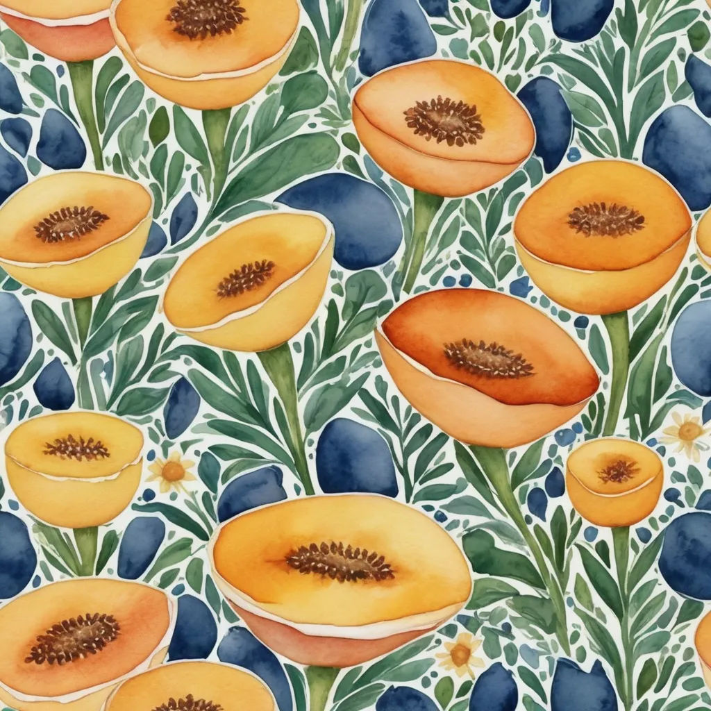 a painting of orange and blue flowers on a white background with green leaves and flowers on the bottom of the picture, arts and crafts movement, a watercolor painting, Annabel Kidston, in gouache detailed paintings