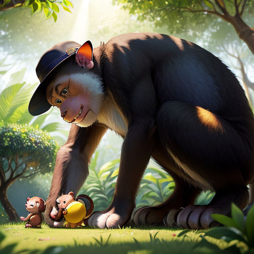 Curious George Cartoon Monkey Walking in the Jungle