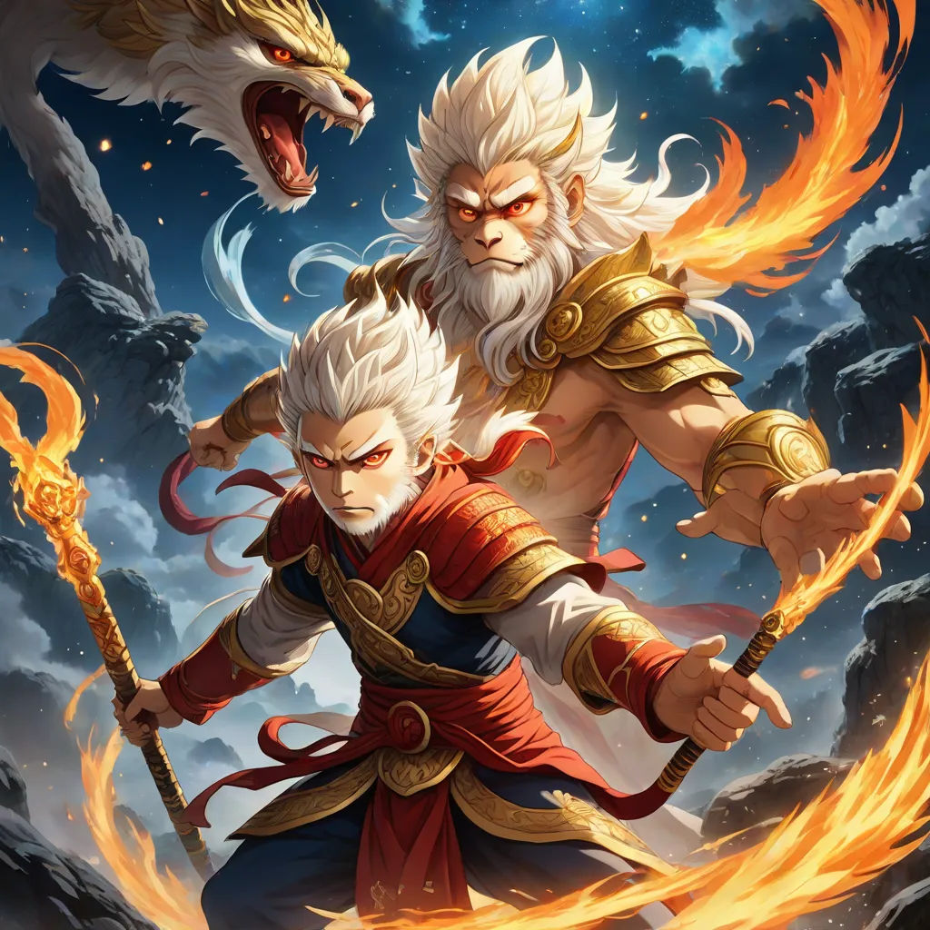 a man with a sword and a demon with a demon's head on his shoulder, and a demon's head on his shoulder, fantasy art, poster art, Du Jin, comic cover art