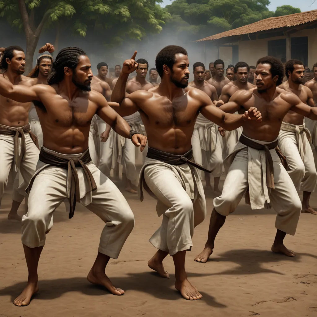 a group of men in white pants and no shirts dancing in front of a crowd of men in white, black arts movement, concept art, Ben Enwonwu, vfx