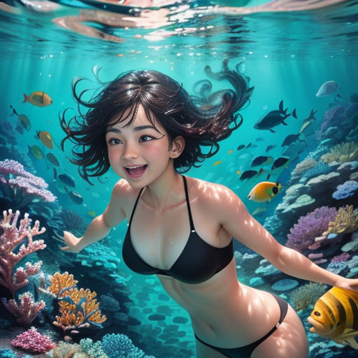 Fantasy Ocean Adventures Anime Girl Swimming With the Fish -  Hong Kong