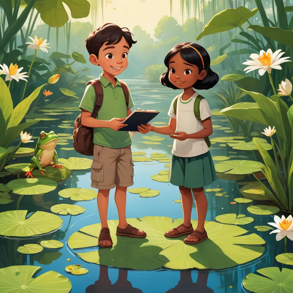 Teo and Lina's Adventure at the Frog Pond