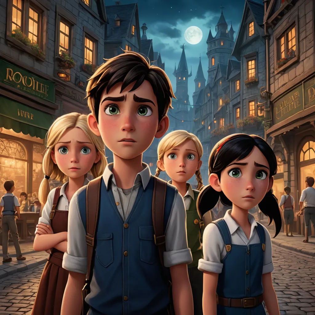 a group of people standing in front of a building at night with a full moon in the sky above them, sots art, a detailed matte painting, Cedric Seaut (Keos Masons), key art