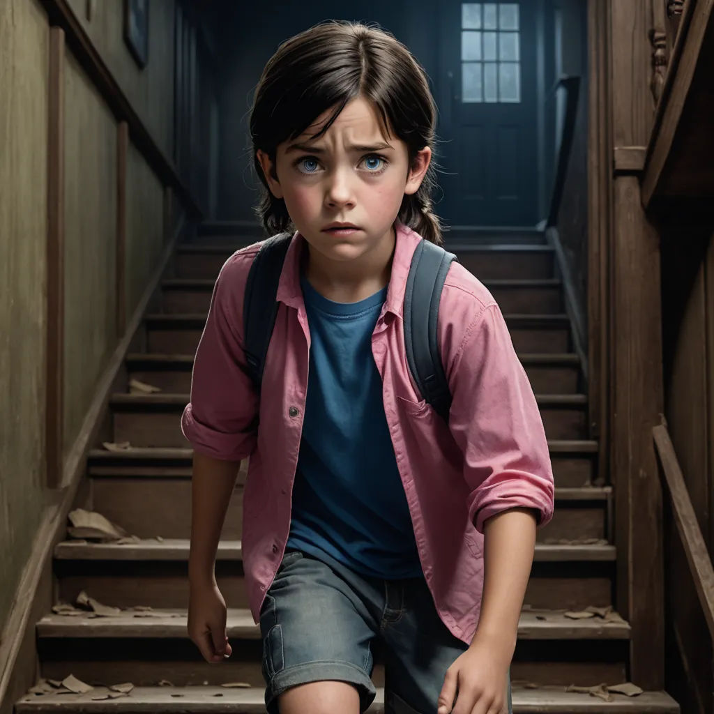 a young girl is walking down a set of stairs with a backpack on her back and a backpack on her shoulder, paris school, poster art, Diego Gisbert Llorens, promotional image
