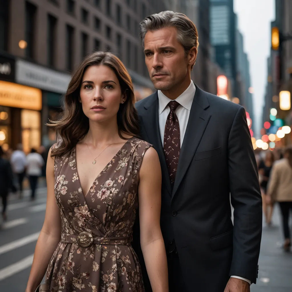 a man and a woman standing on a street corner in a city at night time, with a city street in the background, private press, a poster, Christian Hilfgott Brand, promotional image