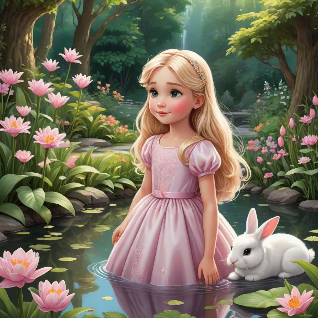 With gentle hands, she freed the bunny from the thicket. As she held the bunny, it stopped whimpering and looked at her with its bright red eyes.