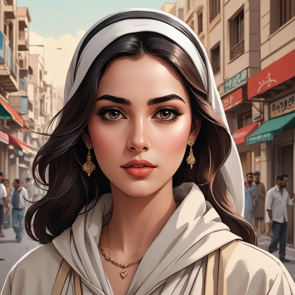 a woman in a nun outfit is standing on a street corner with people walking by and buildings in the background, fantasy art, a detailed painting, Altoon Sultan, highly detailed digital painting