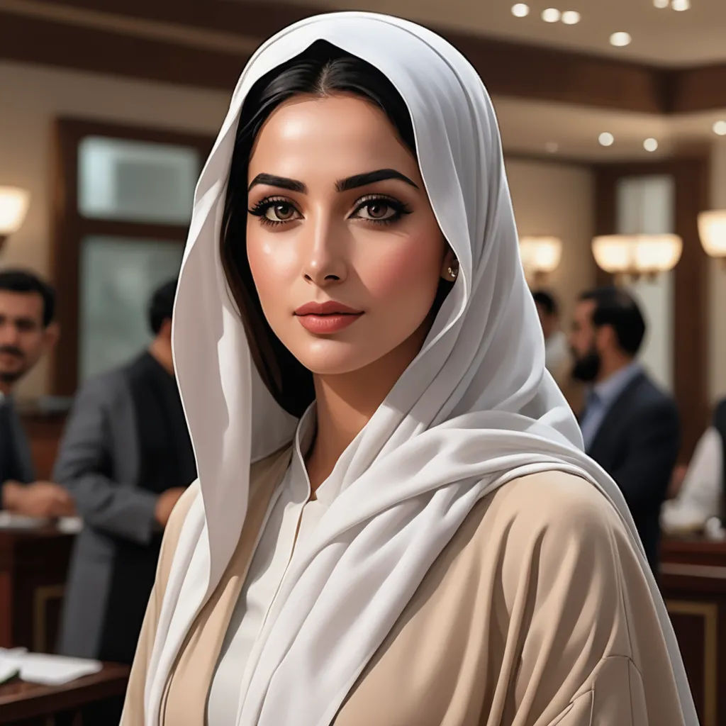 a woman in a white veil standing in a room with other people in the background and a man in a suit and tie, hyperrealism, a photorealistic painting, Altoon Sultan, ultra realistic digital art