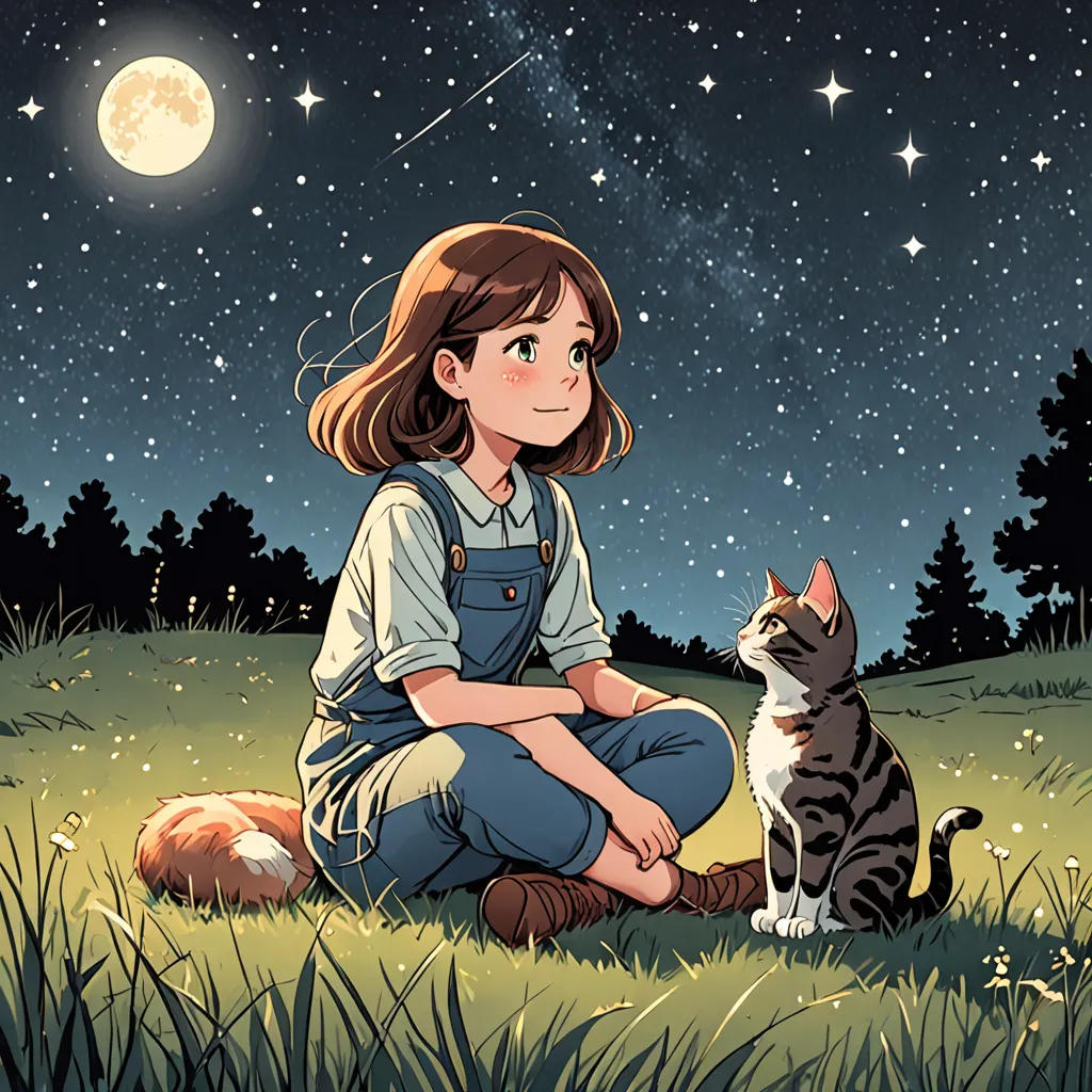 The Girl and Her Feline Friend