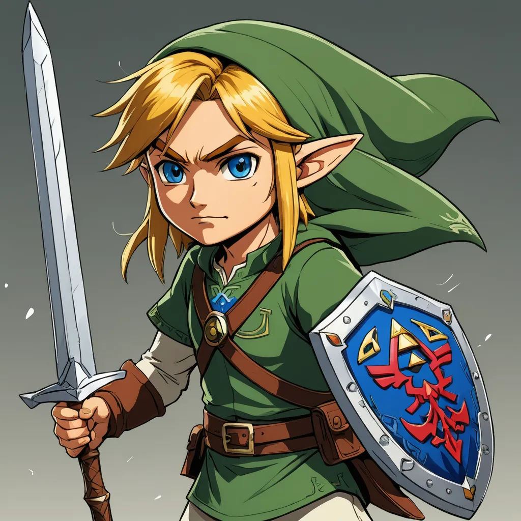 a cartoon of a link link link link link link link link link link link link link link link link link link link link link link link link link link link link link link link link link link link link link link link link, fantasy art, a character portrait, Akira Toriyama, 2 d game art