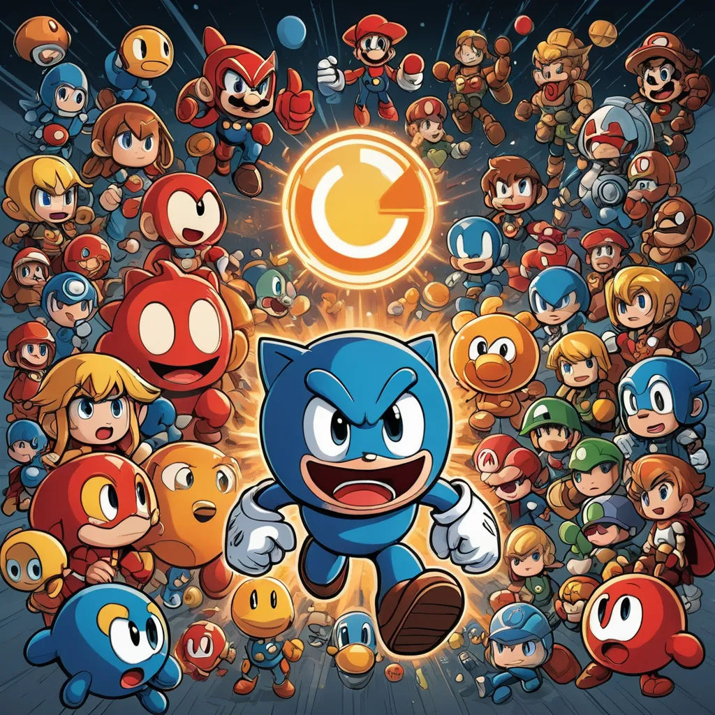 a bunch of mario and other characters in a cartoon style with a background of mario and other characters in the background, sots art, concept art, Dan Mumford, official art