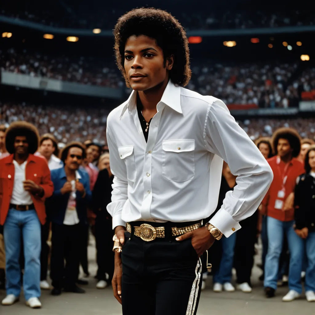 a man in a white shirt and black pants standing in front of a crowd of people in a stadium, black arts movement, a colorized photo, A. B. Jackson, promotional image