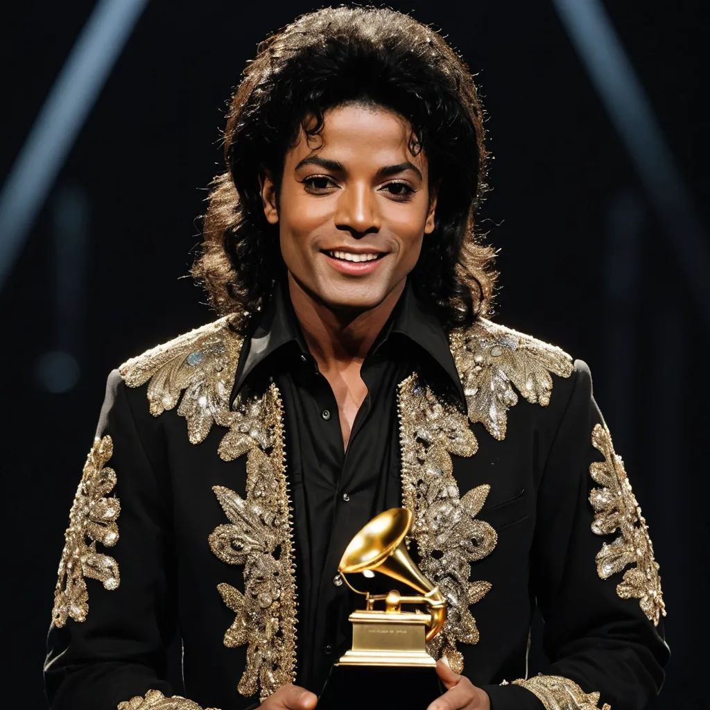 a man in a black and gold jacket holding a golden trophy in his hands and smiling at the camera, black arts movement, a colorized photo, A. B. Jackson, award