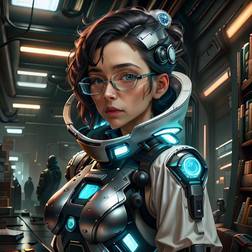 a woman in a sci - fi fi suit with a sci - fi helmet on her head and glasses