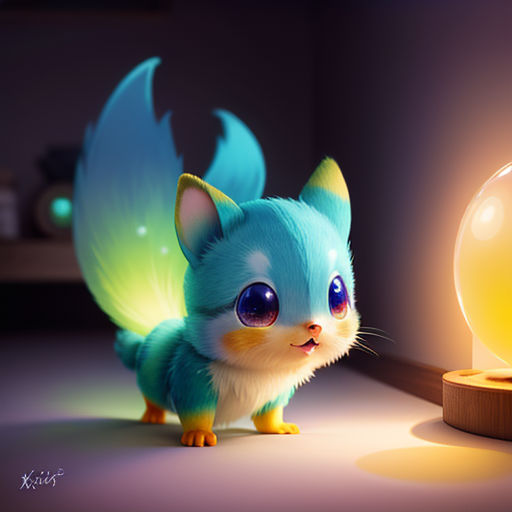 a cartoon character is looking at a glowing light bulb in a room with a cat on the floor and a cat on the floor