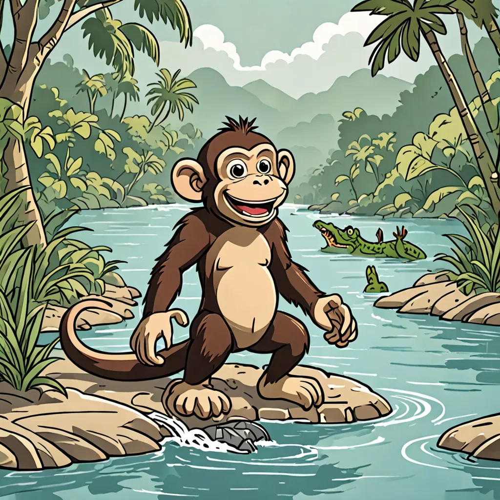 The Clever Monkey and the Crocodile
