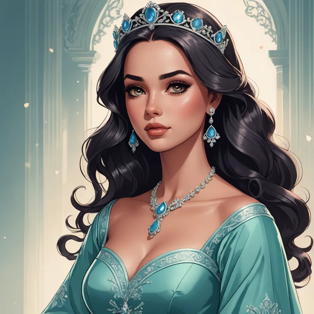 a woman in a blue dress with a tiara on her head and a blue dress on her shoulders, fantasy art, a detailed painting, Charlie Bowater, beautiful detailed