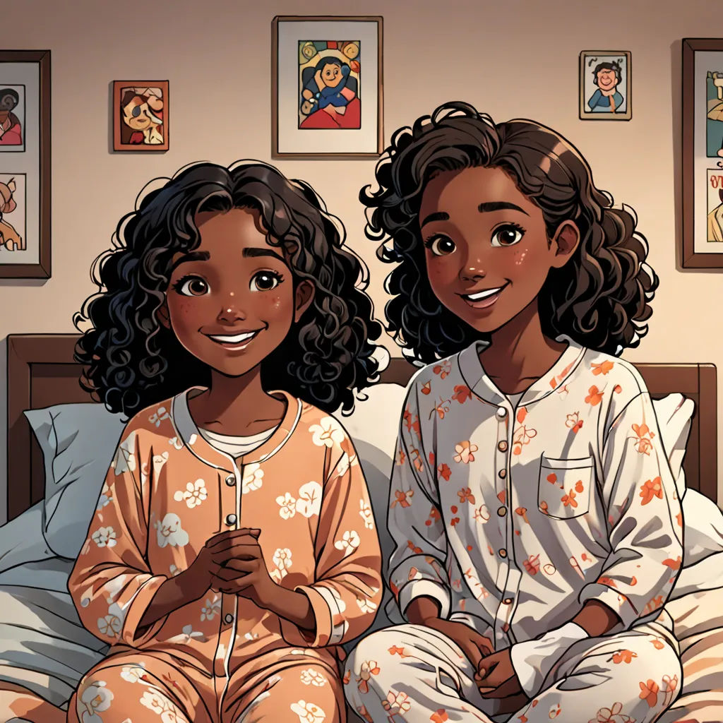 two women sitting on a bed in pajamas and pajamas on their feet, one of them is looking at the camera, Chinwe Chukwuogo-Roy, lyco art, a comic book panel, comic cover art