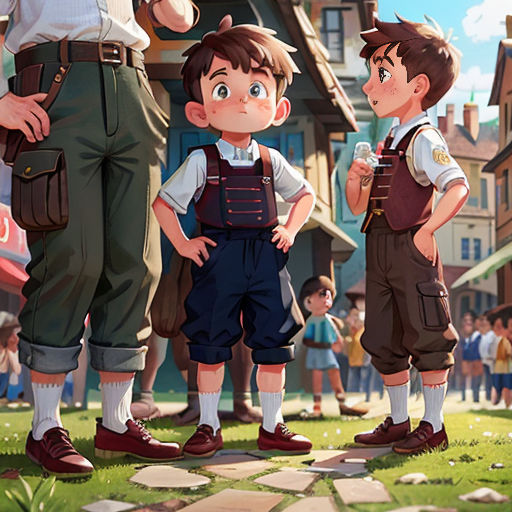 a group of people standing next to each other on a field near a building and a crowd of people