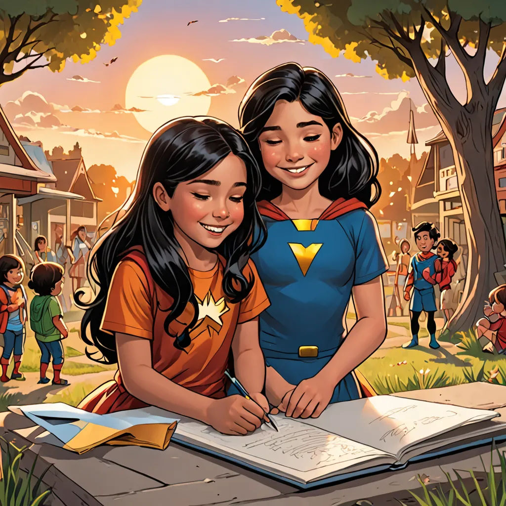 a couple of girls sitting next to each other on a table with a book in front of them and a book open, Artgerm, vancouver school, a comic book panel, comic cover art