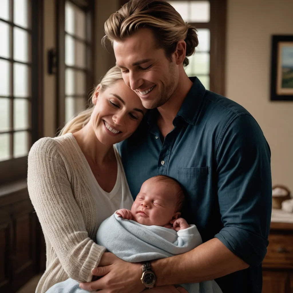 a man and woman holding a baby in a room with a window and a sink in the background and a baby wrapped in a blanket, new objectivity, a stock photo, Everett Raymond Kinstler, promotional image