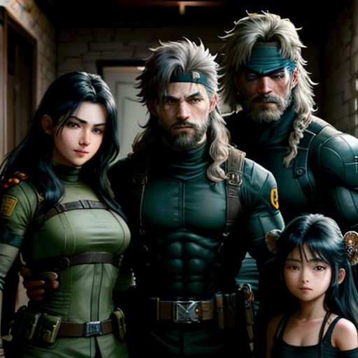 a group of people standing next to each other in a room with a brick wall and a doorway in the background