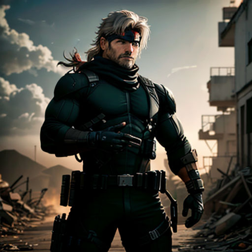 a man in a black outfit standing in a street with a gun in his hand and a sky background