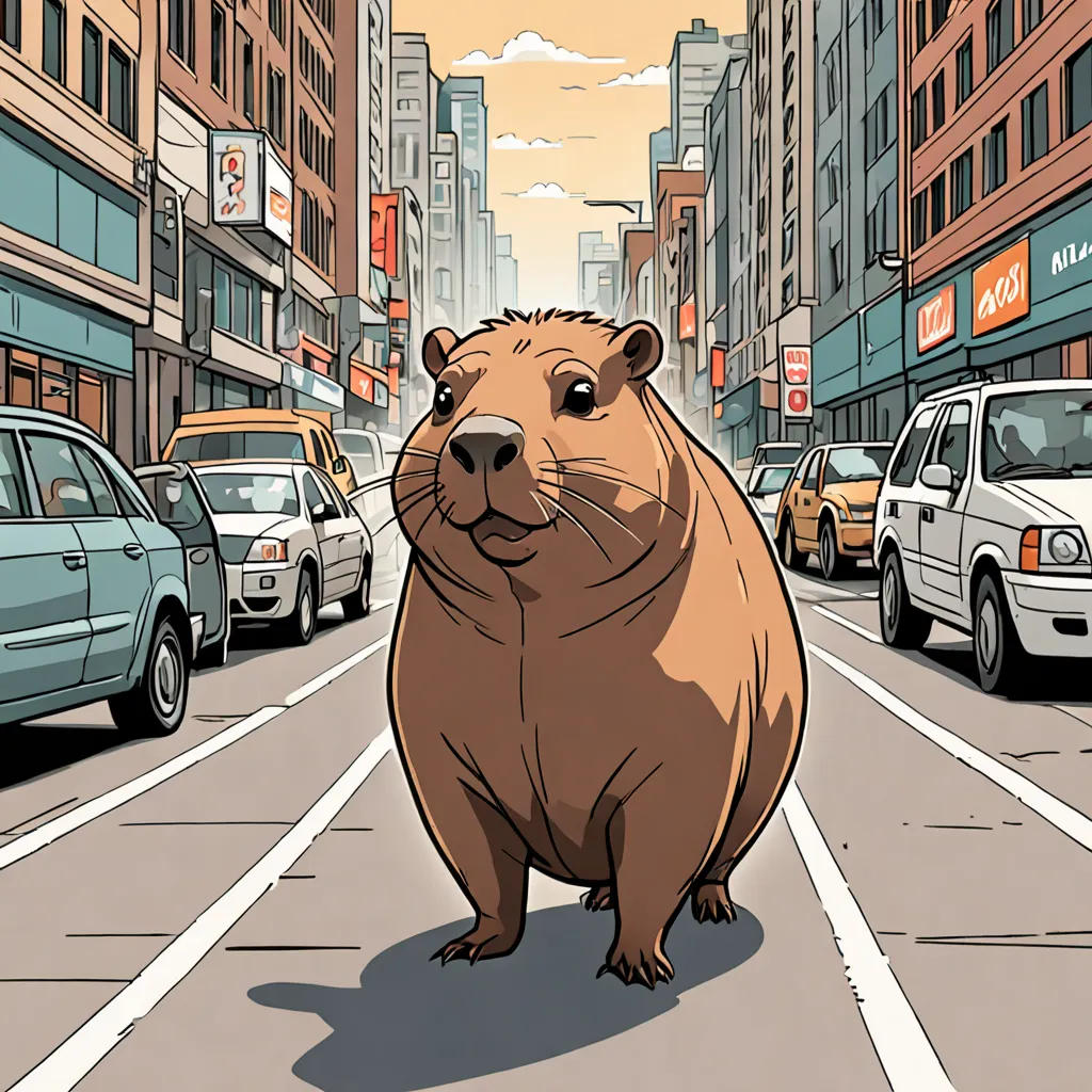 The Little Capybara's Urban Adventure