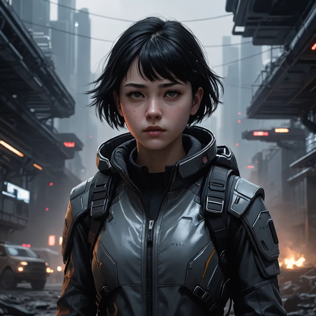 a woman in a futuristic city with a futuristic helmet on her head and a futuristic city in the background, space art, cyberpunk art, Cedric Peyravernay, cgstudio