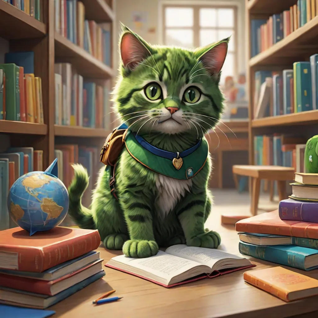The Green Fur Xbox Cat And The First Day At The School