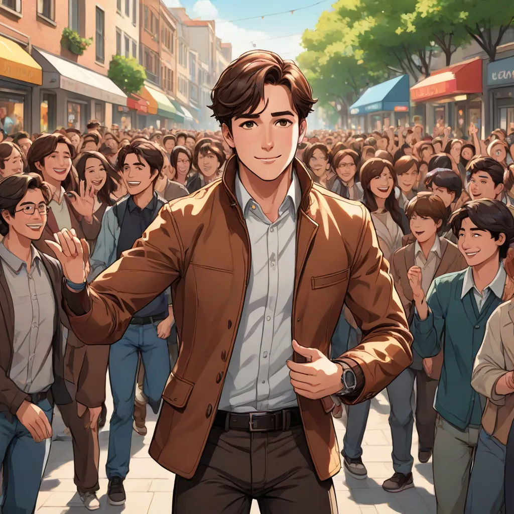 a man standing in front of a crowd of people in a city street with his hands in his pockets, Cedric Seaut (Keos Masons), remodernism, a comic book panel, official art
