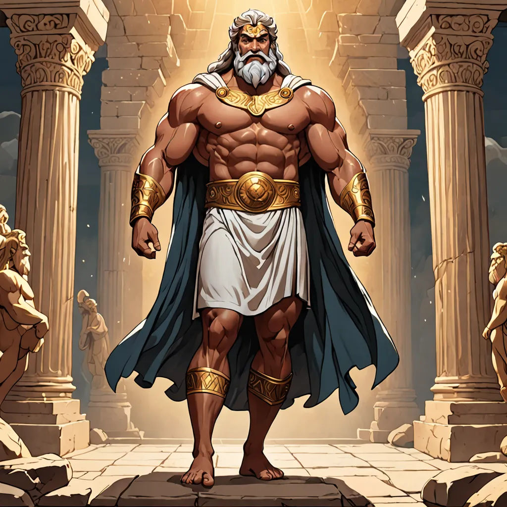 a man with a beard and a beard standing in front of a columned building with columns and columns, fantasy art, concept art, Daryush Shokof, rossdraws global illumination