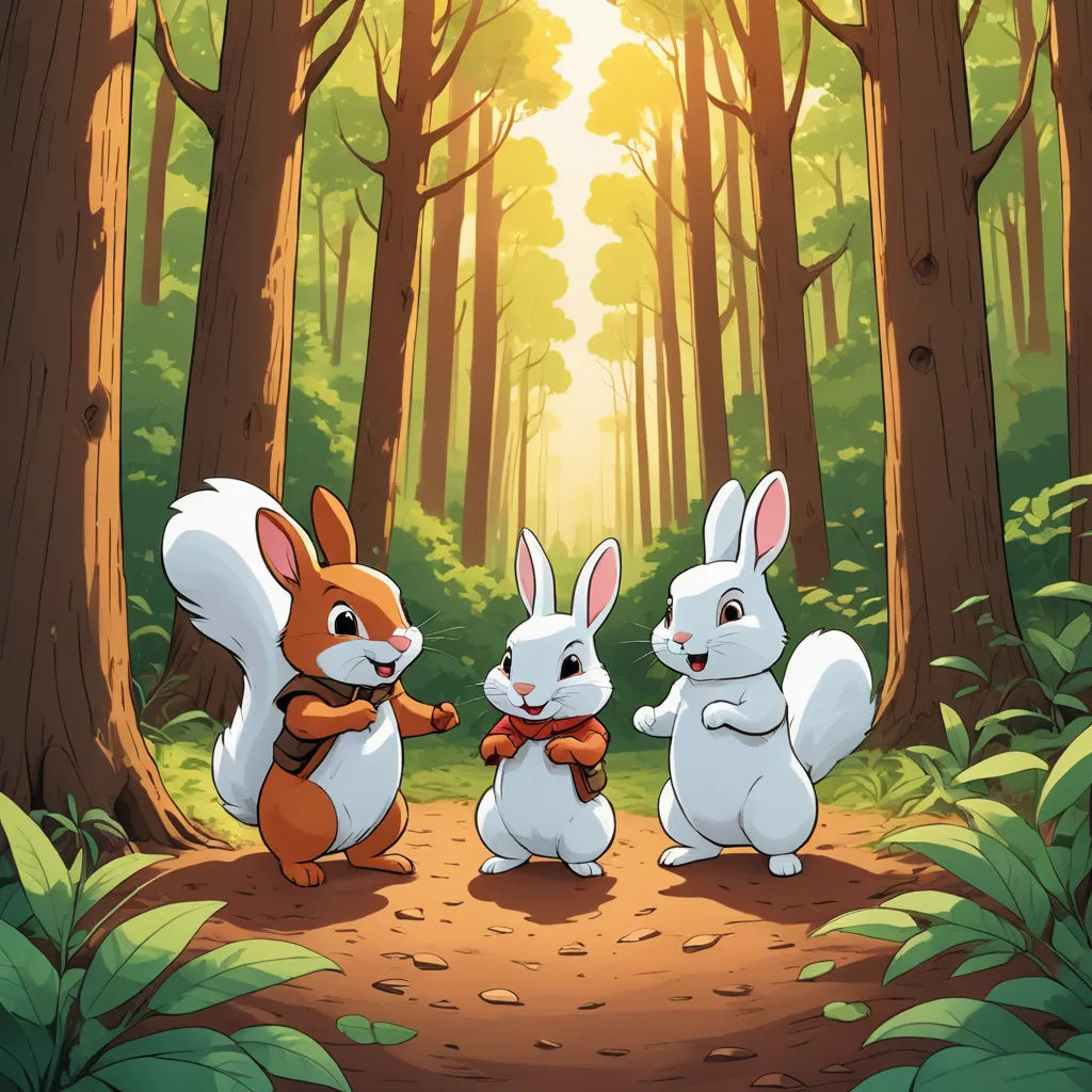 three rabbits are standing in the woods with a bow tie on their necks and one bunny is holding a carrot, furry art, a storybook illustration, Beatrix Potter, official art