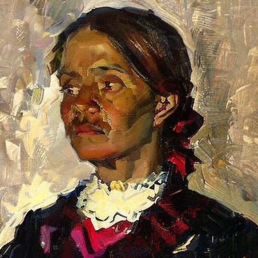 a painting of a woman with a red collar and black jacket and white collared shirt and a red and white collar