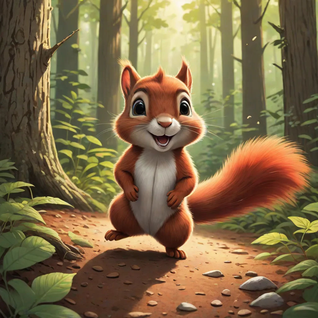 a squirrel is standing on its hind legs in the woods with its paws on the ground and smiling at the camera, Chris LaBrooy, furry art, a digital painting, official art