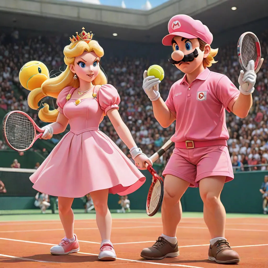 a couple of people that are holding tennis rackets and balls in hand on a court with a crowd, neoclassicism, a renaissance painting, Chris LaBrooy, ultra realistic digital art