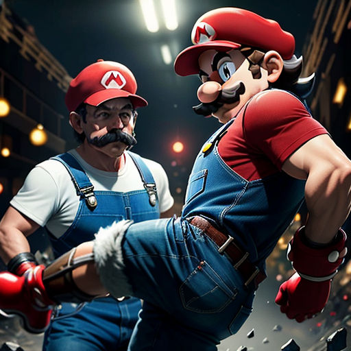 a nintendo mario and luigi in a video game scene with a man in overalls and a man in a red hat
