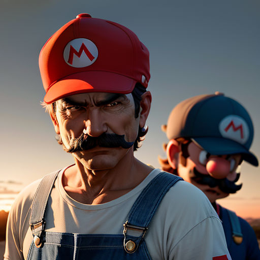 a man with a mustache and a mustache mustache is standing next to another man with a mustache and mustache