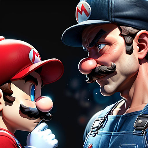 a man with a mustache and a mustache in a cartoon character face, next to a man with a mustache