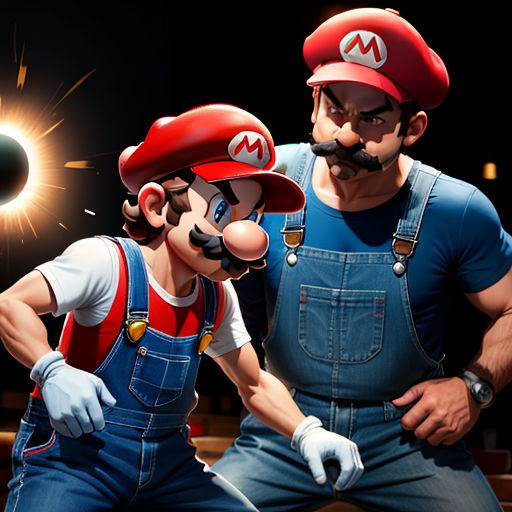 a man and a woman in overalls and hats standing next to each other in front of a eclipse