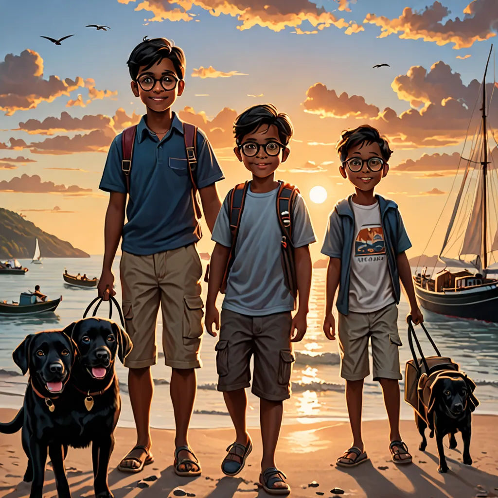 With their bags filled with treasure and hearts full of adventure, they bid farewell to the island and set sail for home.