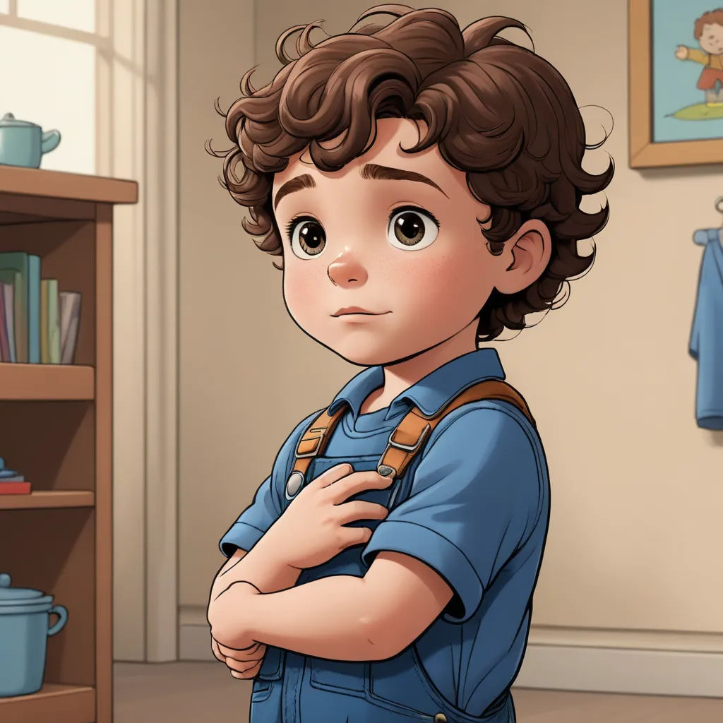 a boy with a backpack standing in a room with a book shelf and a book case behind him, with a teddy bear on the wall, photorealism, a character portrait, Aaron Jasinski, pixar and disney animation