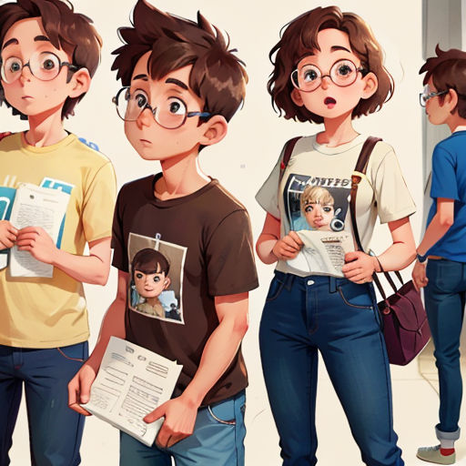 a group of people standing next to each other holding papers and books in their hands and looking at the camera