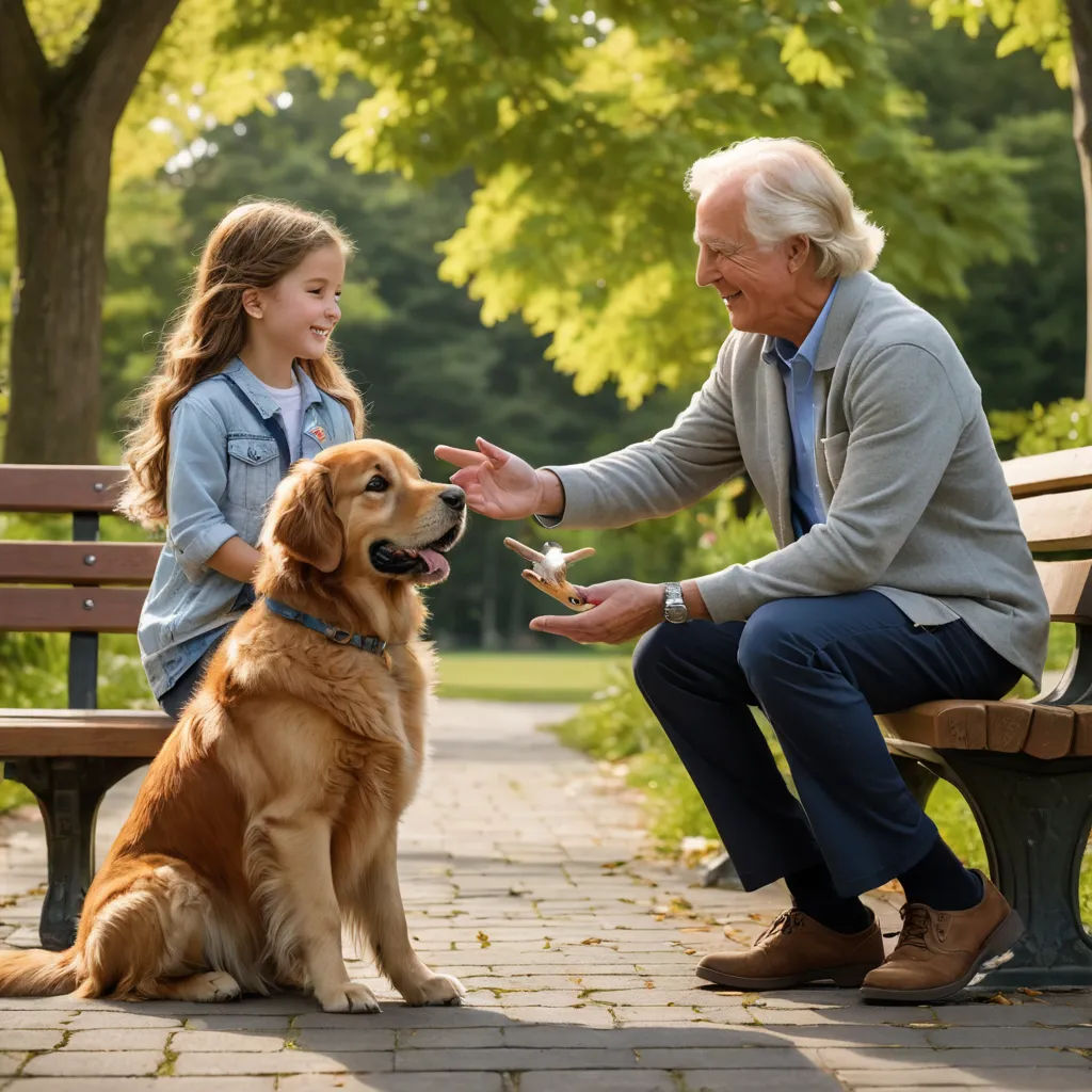 a man and a girl petting a dog on a park bench in the park with a dog sitting on the bench, neoplasticism, a stock photo, Arlington Nelson Lindenmuth, portrait photography