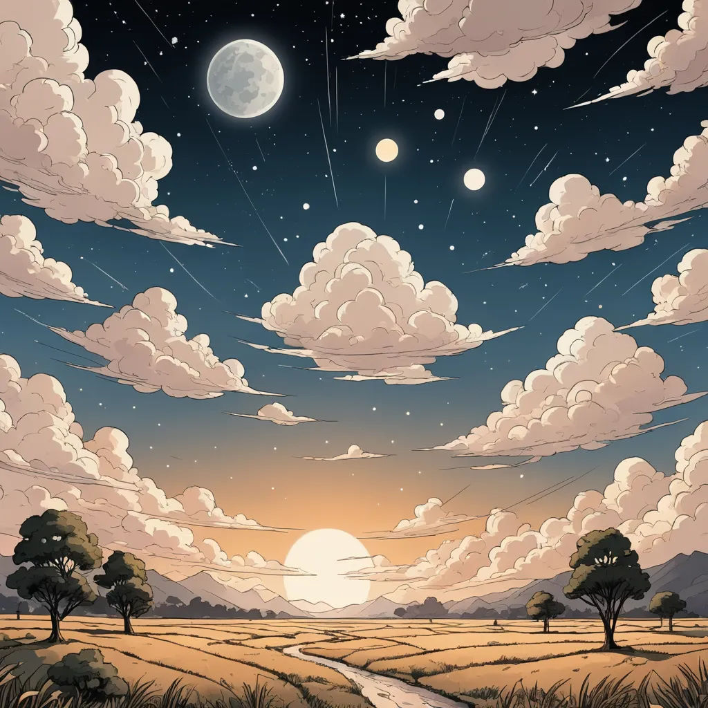 a painting of a landscape with a road and trees in the foreground and a full moon in the background, space art, a comic book panel, Dan Mumford, sky