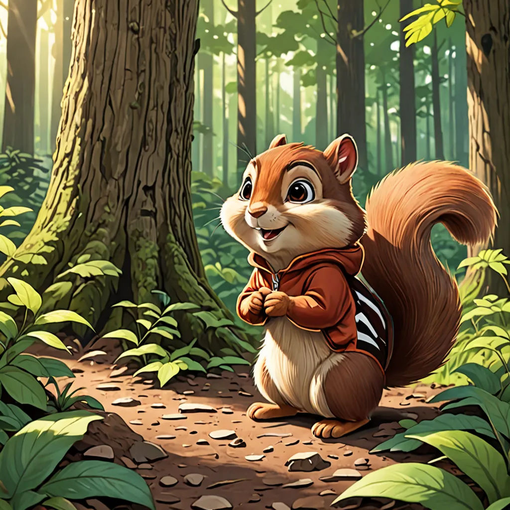 a squirrel is standing in the middle of a forest with a backpack on his back and a backpack on his back, furry art, a character portrait, Chris LaBrooy, official art