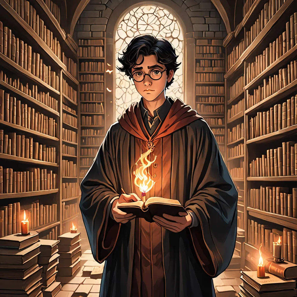a man in a library holding a book with a flame in his hand and a candle in his hand, fantasy art, a character portrait, Diego Gisbert Llorens, official art