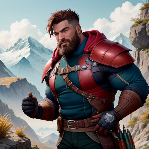 a man in a suit and beard standing in front of a mountain range with a gun in his hand